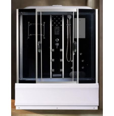 Душевая кабина River Wisla 150x80 ТН с ванной, гидромассажная, тон.\черн.\хром мат.