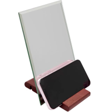 Зеркало для макияжа Алмаз-Люкс ДЗ-14 14x21 косметическое, настольное, с подставкой для смартфона, красно-коричневый дуб