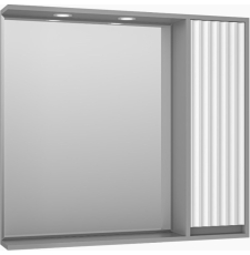 Зеркало-шкаф с полкой Brevita Balaton 88x80 с подсветкой, 1 дв., правое, серый\белый