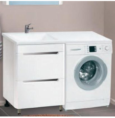 Тумба под стиральную машину Vako Волга 120 для умывальника Марсал, 2 ящика, левая, 18735