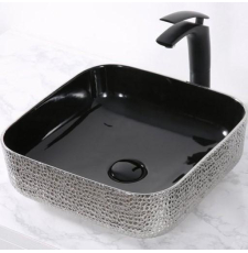 Раковина CeramaLux NC D1303H020 38 на столешницу, черн./серб.