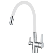 Смеситель для кухни Haiba HB858-8 HB76858-8 с гибким изливом, под фильтр, белый\хром Смеситель для кухни Haiba HB858-8 HB76858-8 с гибким изливом, под фильтр, белый\хром