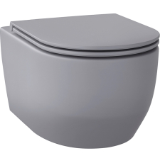 Унитаз Wellsee Croquis RimFree подвесной, с крышкой, матовый серый