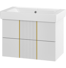 Тумба для умывальника Brevita Vega 80, подвесная, 2 ящ., матовый белый/золото