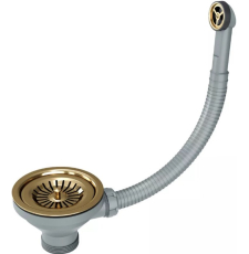 Сифон для кухонной мойки Paulmark PM6022-BG 1 1/2" с круглым переливом, брашированное золото