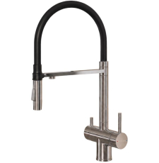 Смеситель для кухни Roxen Keit 500504NB-B с фильтром для питьевой воды, гибким изливом, брашированный никель\черный
