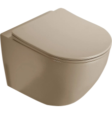 Унитаз подвесной безободковый Ceramalux 2197MC с крышкой микролифт, капучино