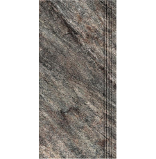 Плитка-керамогранит для ступеней Керамин Кварцит 2 29.5x60 бордюрная, серый