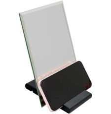 Зеркало для макияжа Алмаз-Люкс ДЗ-15 14x21 косметическое, настольное, с подставкой для смартфона, вороново крыло