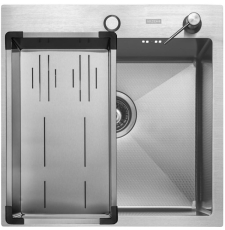 Мойка для кухни Arfeka Eco Ar 50x50, врезная, с коландером G, дозатором DS, satin decor