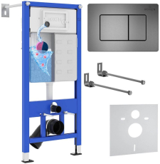 Инсталляция для унитаза Roxen StounFix Dual Fresh 859290 с кнопкой Steel, оружейная сталь