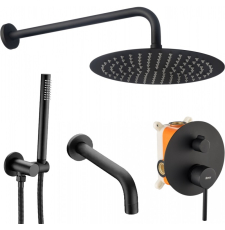 Встроенная душевая система Rea Lungo Black P4112 со смесителем, черный матовый