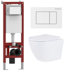 Комплект унитаз с инсталляцией Roxen Antares Asten Readle Zentralmodul подвесной с крышкой, с кнопкой, белый