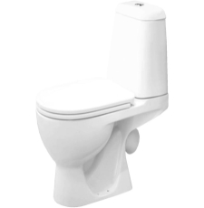 Унитаз Sanita Luxe Max напольный, с крышкой ДП микролифт, 2 режима, косой выпуск