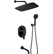 Встроенная душевая система Berges Ventas 3O Black 073010 со смесителем, черный матовый