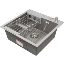 Мойка для кухни Arfeka Eco Ar 50x50, врезная, с коландером CL и дозатором DS, satin