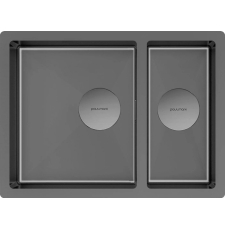 Мойка для кухни Paulmark Next 58/2S Uni 58x44 PM225844-GM, под столешницу, вороненая сталь