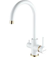 Смеситель для кухни Paulmark Essen Es213211-431BR, под фильтр, белый матовый/бронза