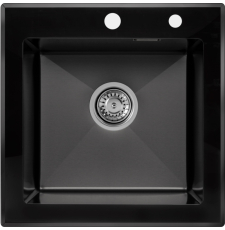 Мойка для кухни Arfeka Eco Ar PVD Nano GS Glass 50x50, врезная, black