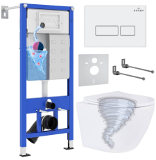Унитаз с инсталляцией Roxen Antares Tornado подвесной с крышкой, с кнопкой пр., белый