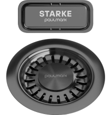 Cлив для кухонной мойки Paulmark PM6024-GM с овальным переливом, вороненая сталь