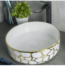 Раковина Gid D1357h018 36 на столешницу, белый/рис. золото