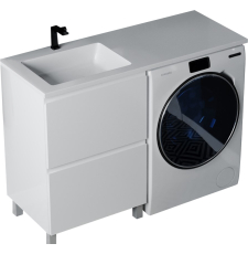 Тумба под стиральную машину Vela Мира 48Н 2в.я. для умывальника Kamilla 110, лев.\прав., белый глянец