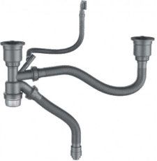 Сифон для кухонной мойки Gerhans K30601B-2 с переливом, на 2 чаши, графит