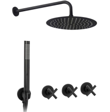 Встроенная душевая система Rea Exit Black P8000 со смесителем, черный матовый