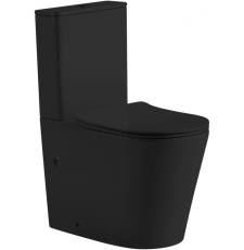 Унитаз напольный безободковый Abber Bequem AC1112TMB торнадо, с крышкой микролифт, горизонтальный выпуск, черный матовый