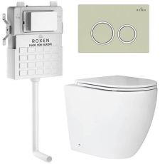 Комплект унитаз с бачком Roxen Antares приставной с крышкой, с кнопкой кр., пастель бежевый