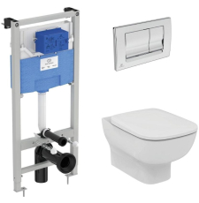 Унитаз с инсталляцией Ideal Standard Esedra Aquablade Solea M1 хром, подвесной с крышкой Унитаз с инсталляцией Ideal Standard Esedra Aquablade Solea M1 хром, подвесной с крышкой