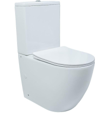 Унитаз напольный UnicoPureza Redondo Rimless, универсальный выпуск, 2 режима, с крышкой Slim Soft-close, белый глянцевый