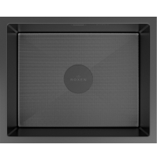 Мойка для кухни Roxen Uno PVD 54x44, под столешницу, с рол-матом, дозатором, текстура зерно, графит