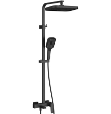 Душевая стойка с тропическим душем Vincea Cube VSFS-4C12MB со смесителем, черный матовый