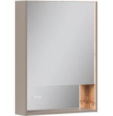 Зеркало-шкаф Equil Gleam 60.1D LED 60x80, универс., сенсор, часы, датчик, амарок/дуб вотан
