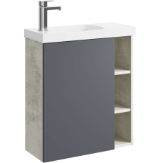 Тумба для умывальника Aqwella 5 Stars Alba 60 Compact Slim подвесная, левая, светлый камень/серый