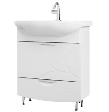 Тумба для умывальника Volna Adel 70.2Y Балтика напольная, 2 ящ., белый глянец, tnADEL70.2Y-01