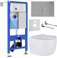 Комплект унитаз с инсталляцией Roxen Porto подвесной с крышкой, с кнопкой кв., матов.хром