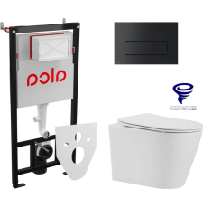 Унитаз с инсталляцией Prato Рим подвесной с крышкой, с кнопкой черный матовый