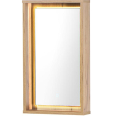 Зеркало с полкой Акваль Грант 40x70 с подсветкой, сенсор, дуб крафт золотой