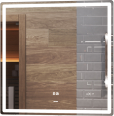 Зеркало Vigo Geometry Luxe 800 80x70 с подсветкой LED, сенсор, часы, подогрев