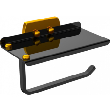 Держатель для туалетной бумаги CeramaLux Azzuro 95607D с полкой, черный/золото