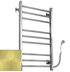 Полотенцесушитель Ростела Свирель V квадрат 50x80/9 электрический, диммер, правый, золото шлифов. мат. 1498