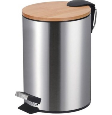 Мусорное ведро Caspian 90019 с педалью, 3 л, бамбук\хром