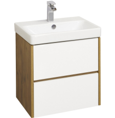 Тумба с умывальником Акватон Сканди 55 Адриана, Белый/Дуб Рустикал.
