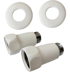 Американка прямая 3/4"x1/2" г/ш Ростела, белый Ral 9016 (пара) Американка прямая 3/4"x1/2" г/ш Ростела, белый Ral 9016 (пара)
