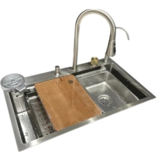 Мойка для кухни Marrbaxx C7546-DMR 75x46, врезная, со смесителем, декор, сатин