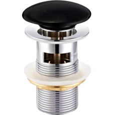 Донный клапан Roxen P01B black с переливом, глянц. черный