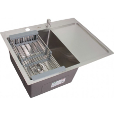 Мойка для кухни Wisent WS36550-L 65x50, левая, врезная, с дозатором, коландером, сатин